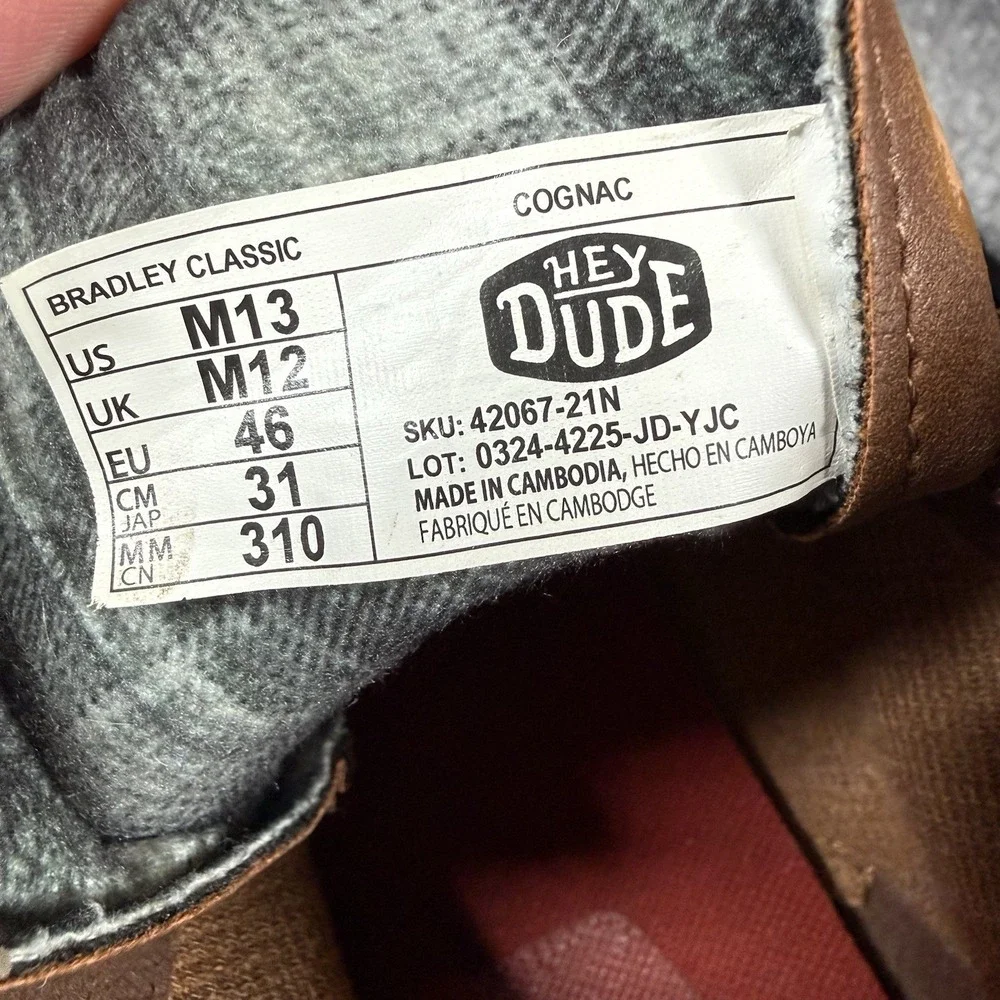 Hey Dude Ankle Boots Men's 12 Cognac Faux Leather Bradley Classic